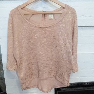 Body Central Cropped Sweater in Light Pink
